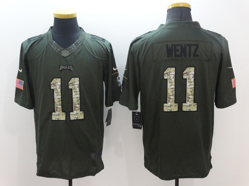 Men's Philadelphia Eagles Carson Wentz #11 Army Green Jersey